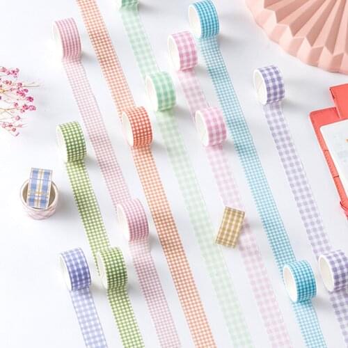 4 Rolls/Box Basic grid checks Lattice pattern fresh plaid pantone Washi Tape DIY planner scrapbooking Stickers Masking Tape