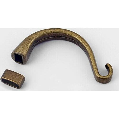 5Sets Antique Bronze Half Cuff Leather Bracelet Hooks Sliders for 5mm Round Cord Jewelry Findings