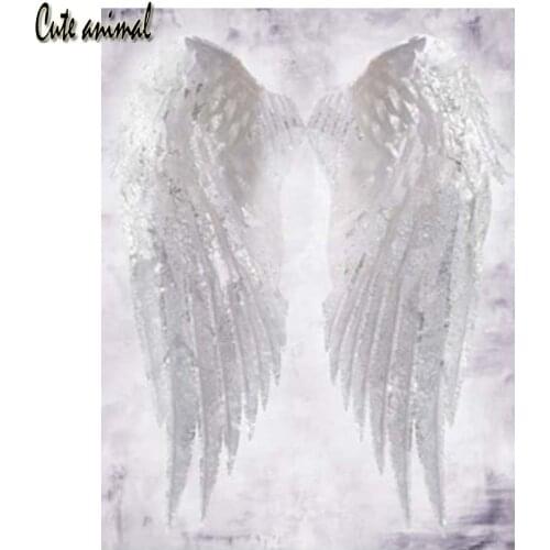 5d diy diamond painting full drill square round White angel wings feathers diamond embroidery Diamond Mosaic Sale cross stitch