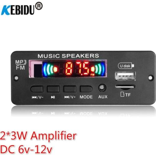6W amplifier Decoder Board 5V 6V 12V MP3 Player Bluetooth 5.0 2*3W Amplifier Recording Car FM Radio Module Support TF USB AUX
