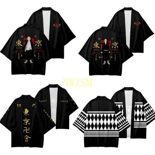 Anime Tokyo Avengers Cosplay T-shirt Cloak of Draken Manji Gang for Summer Haori Kimono Tee Men Short-sleeve