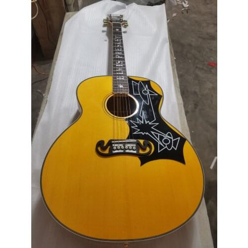 Free shipping elvis Custom Jumbo guitar amber color acoustic electric Guitarra,handmade customize guitar