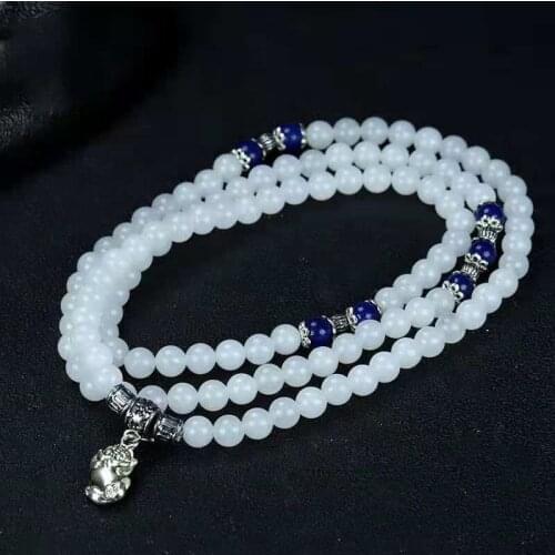 White Jade Bracelet For Women Genuine Natural Jades Stone Beads Elastic Beadeds Multi-turn Bracelets Colorful Real Jades Bangles