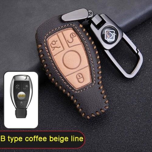Genuine leather Car Styling Remote Key Shell Key Case Cover For mercedes benz A B C E Class W205 GLC GLACLS CLA GLR SLK for amg