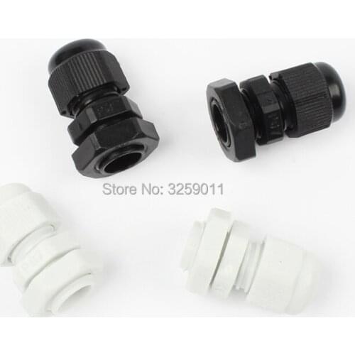 100PCS PG7 Black White Cable Glands Waterproof Adjustable Nylon Connectors Joints With Gaskets 3-6.5mm For Electrical Appliances