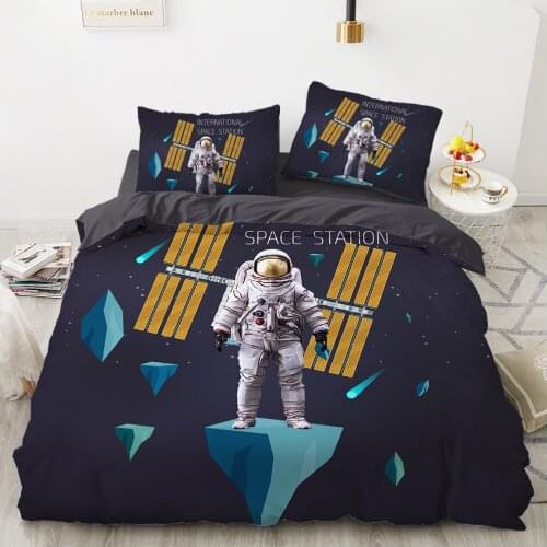 Cartoon Childrens Bedding set for kids baby girls Duvet cover set pillow case Bed linens Quilt cover 135 140x200 Space station