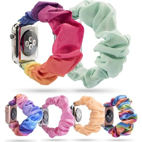 Scrunchie Elastic Watch Band for Apple Watch Band 38mm 40mm 42mm 44mm Bracelet for Iwatch Series 6 5 4 3 Women Girls Wristband