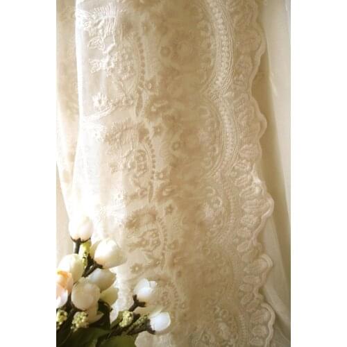 Cotton Embroidered Lace Fabric, Mesh Lace Fabric, Bridal Lace Fabric Wedding Tablecloth