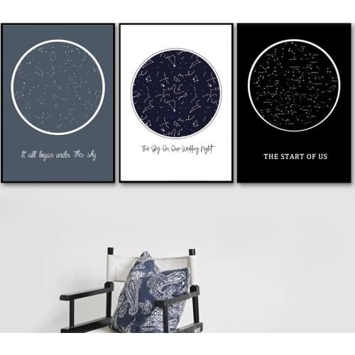 Custom Night Sky Map Print Personalized Map Of The Star Canvas Art Poster Painting Wall Art Home Decor For Living Room Unframed