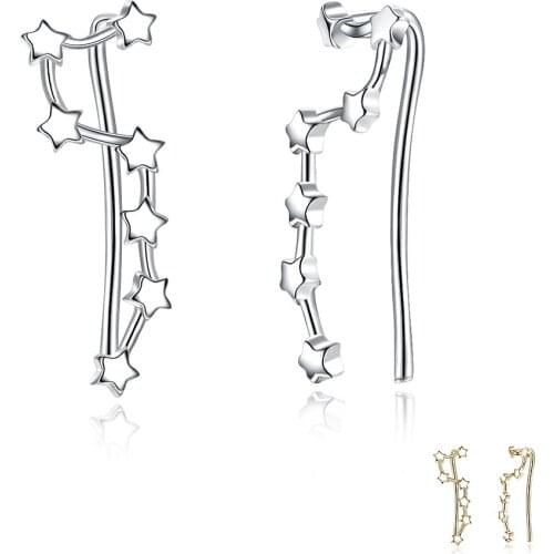 SILVERHOO 925 Sterling Silver Jewelry Gold And Platinum Colors Simple Star Classic Earrings For Women Party Fine Jewelry Trend