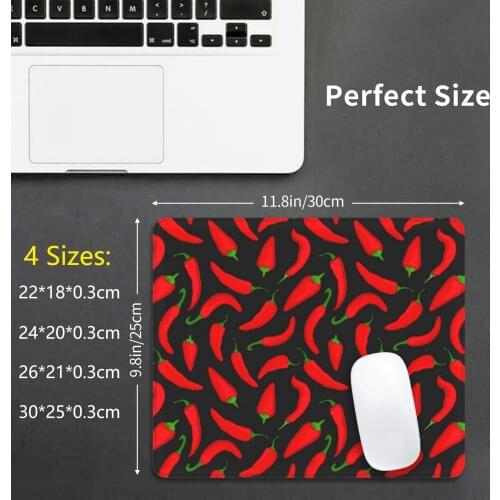 Red Chilli Pepper Pattern Mouse Pad DIY Print Red Chilli Pepper Pattern Hot Black Hot Spicy Food Spice