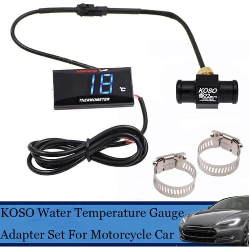 KOSO Water Temperature Gauge Mini Temp Meter For XMAX250 300 NMAX CB 400 CB500X Sensor Adapter Motorcycle Racing Accessories