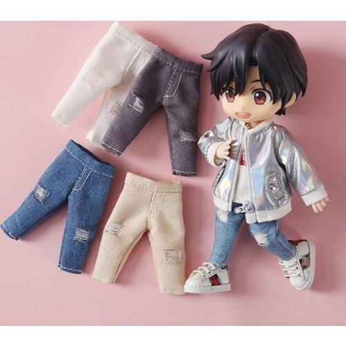 Ob11 baby clothes jeans ripped pants for ob11,1 / 12bjd, Meijie pig, gsc body, P9, obitsu11 bjd clothes doll accessories