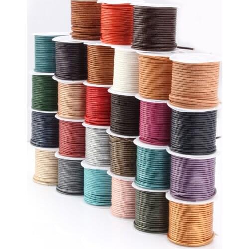 OlingArt 2mm 5M/lot Multicolor Round Leather Cord /Wire earrings Bracelet choker necklace DIY jewelry making