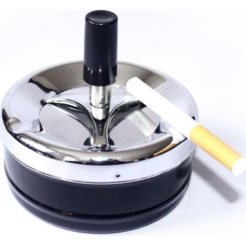 Ashtray with Lid Windproof Rotating Pressing Automatic cleaning Portable Dining Table Hotel Supplies Smoking Accessories