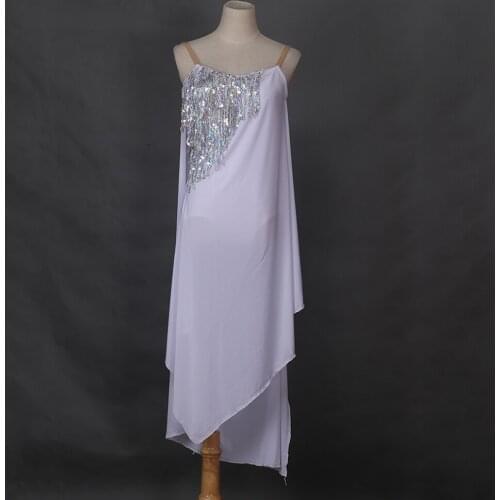 2018 New Latin Dress Ballroom Women Dance The White Backless Tassel&Sequins Latin Dance Performances Latin Standard Dress DQ1005