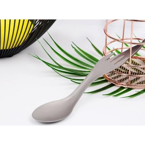 Outdoor Camping Picnic Titanium Spork Fork Spoon Tableware Hike Cookware Utensil Cutlery Travel Portable Ultralight Pure Titaniu