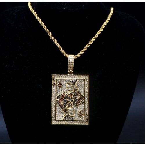 European and American Popular Poker Pendant hip-hop necklace hipster rap zircon micro-inlaid accessories high quality
