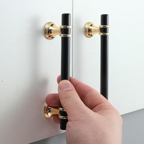Nordic Cabinet Wardrobe Door Handle Gold Black Zinc Alloy Cabinet Drawer Single Hole Pull Knob