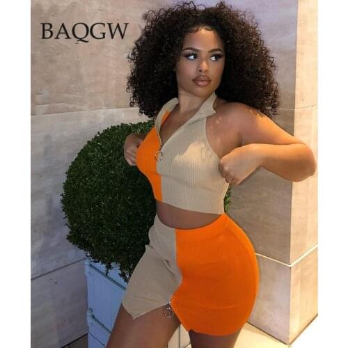 Backless Club Party Two Piece Set Sexy Summer Halter Tops Off Shoulder 2 Piece Set Women Bodycon Crop Top and Dress Set Outfits