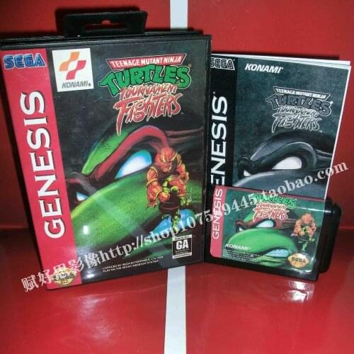 Sega MD game - Turtles Fighters with Box and Manual for 16 bit Sega MD game Cartridge Megadrive Genesis system