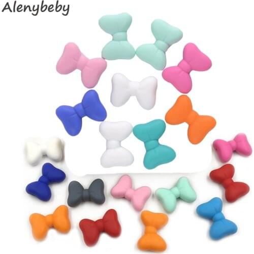 Silicone Bow Tie Beads BPA Free Food Grade Silicone butterfly Teether DIY Baby Teething Beads Mom Infant Necklace Bracelet Toys