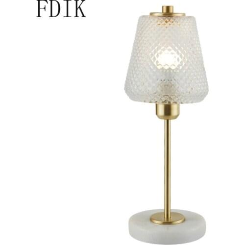 Nordic Table Lamp Modern Desk Light for Bedroom Bedside Study Luxury Romantic Marble Lights Home Decor Luminaire Glass Lighting