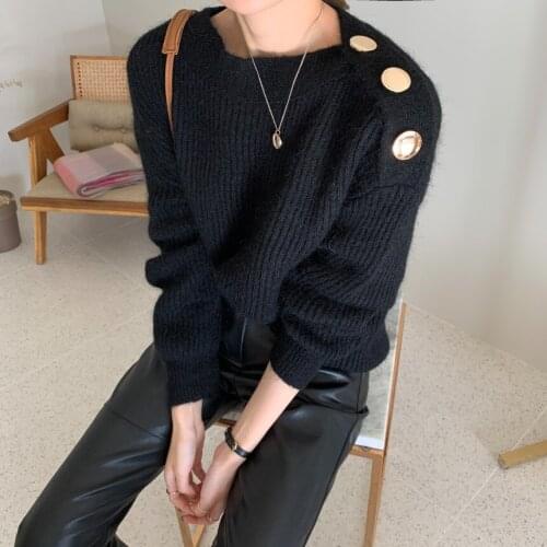 2021 Women Sweater Pullover Female Knitting Overszie Long Sleeve Loose Elegant Knitted Thick Outerwear Womens Winter Sweaters