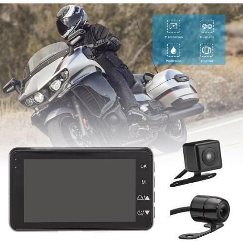 Motorcycle Camera Recorder DVR Motorcycle 3" 1080P HD Motor Dash Cam Front Rear Recorder Electronic with Special Dual-track