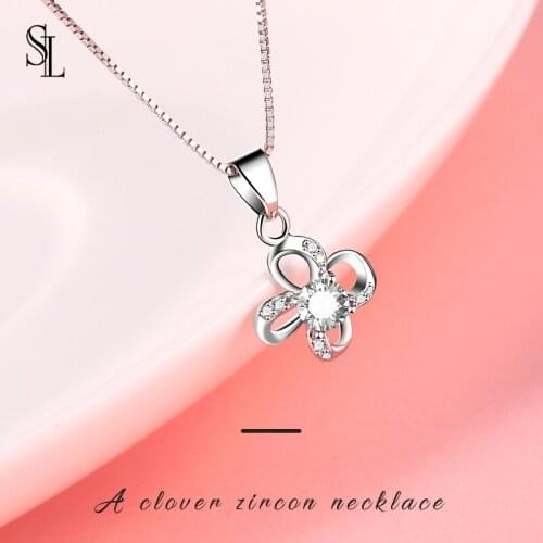 SL 925 Sterling Silver Jewelry Four Leaf Clover Earrings LUCKY CIOVER-A Earrings For Women Lady Gift 2020 New Simple Fashion
