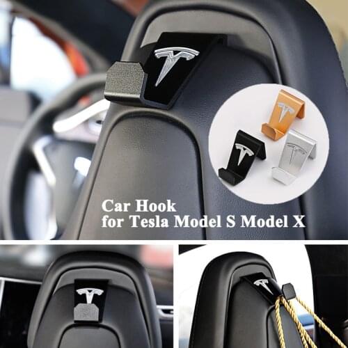 1pc Car Seat Headrest Hook Hanger Logo Clothes Suit Purse Bag Strong Holder Organizer Clip Accessories for Tesla Model S Model X