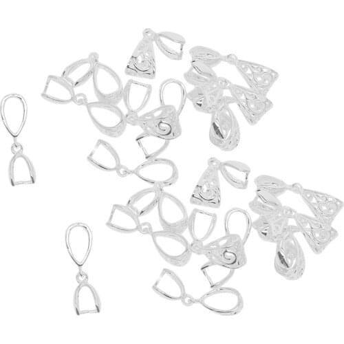 20Pack Hollow Necklace Bead Pendant Bails Pinch Clip Clasp for Jewelry Making