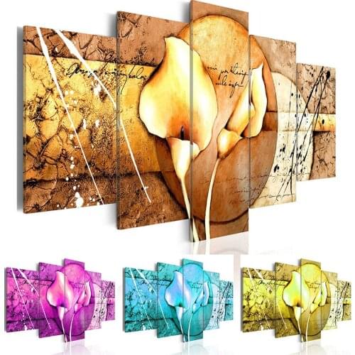 2019 Fashion Wall Art Canvas Painting 5 Pieces Calla Flower Orchid Flower Modern Home Decoration,Choose Color And Size No Frame