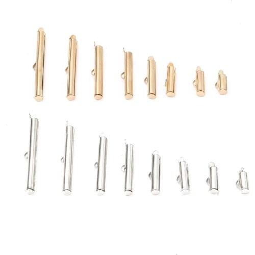 30/40/50pcs length 10-40mm two colors Crimp End Beads Slide On End Clasp Tubes Slider End Caps Necklace Bracelet Connectors