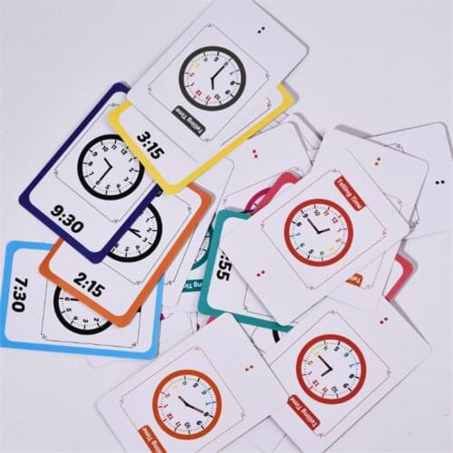 36Pcs Baby Learning Time/Alarm clock Life management montessori flash cards for cognitive educational card kids learn games toys
