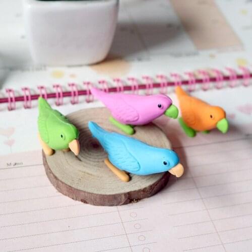 480pcs/lot Cute parrot shape cartoon eraser Kawaii stationery school office correction supplies childs toy gifts