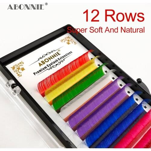 Abonnie 8Colors Mixed Colored Eyelashes Extensions Premium Volume Lashes Silk Eyelashes Colorful Cilios