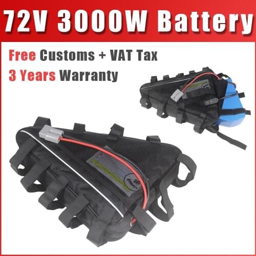 72V lithium eBike Battery 3000W BMS 7A Charger Triangle battery 72V