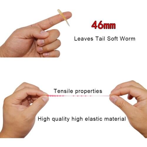 AR86 Mini Leaves Tail Rock Soft Baits 0.46g 46mm Soft Plastic Worm Lure Fishing Baits Small Soft Worm Baits