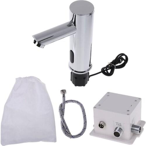 Bathroom Automatic Infrared Sensor Sink Faucet Touchless Basin Water Tap Deck Mounted 19QB