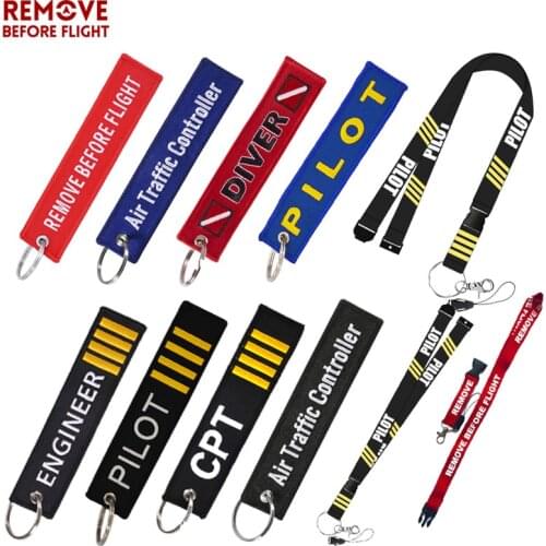 Remove Before Flight Key Chain ATC Air Traffic Controller Key Ring Embroidery Customize Key Chain Cars Motorcycles Keychains Tag