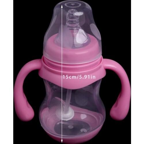 180ML Wide Neck Anti-colic Baby Infant Milk Feeding Nipple Bottle Learn Drinking