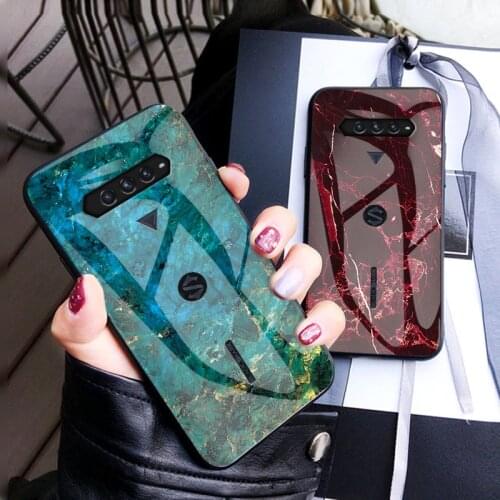 For BLACK SHARK 3 PRO Coque Marble Tempered Glass Case For BLACK SHARK 4 3 2 PRO Case Luxury Soft Bumper Protective Cover