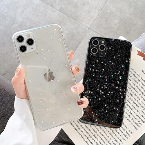 Phone case for iphone 12 12Pro Max Glitter stars silicone case for iphone 11 11pro max X Xs Max XR SE 2020 7 8 Plus back Cover
