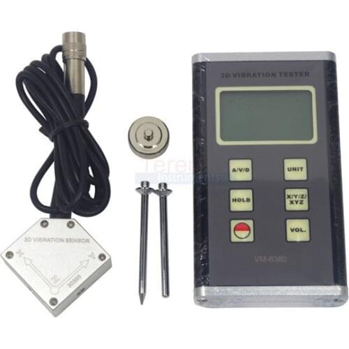 VM-6380 Digital 3 Axis Piezoelectric Accelerometer Vibration Meter 3D Tester Vibrometer Vibrator Acceleration