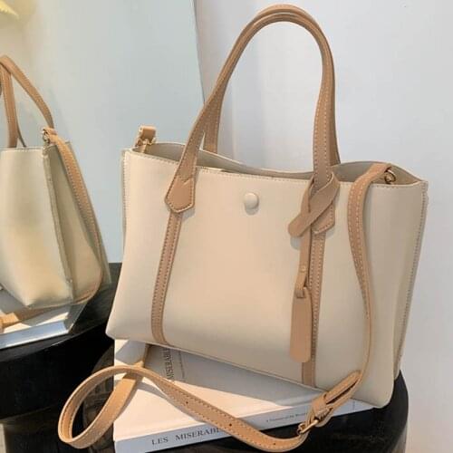 Designer Women Handbag Large Capacity Soft PU Leather Shoulder Bags Solid Color Travel Lady Tote Bag Casual Simple Messenger Bag