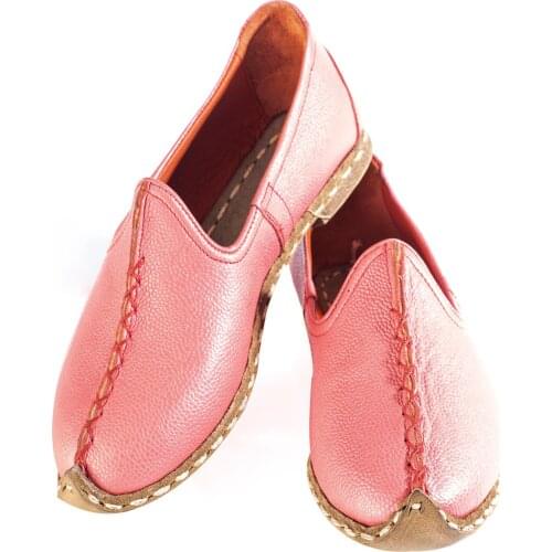 Women Hand Made Comfort Basic Healty Full Leather Shoes Pink
