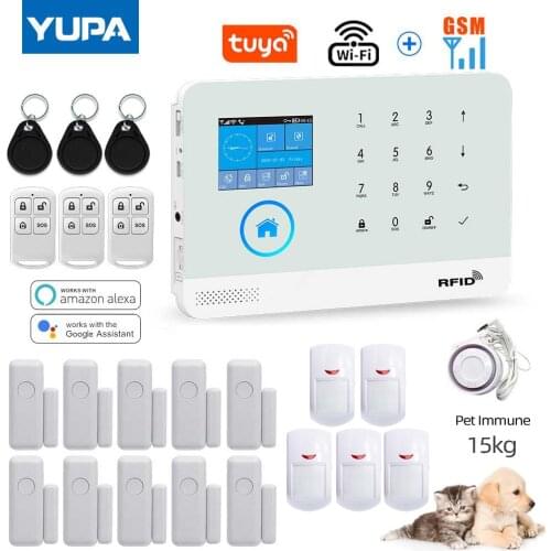 WIFI GSM Home Burglar Security Alarm System With Pet-proof Motion Sensor PIR Detector TUYA Smartlife APP Supports Alexa & Google