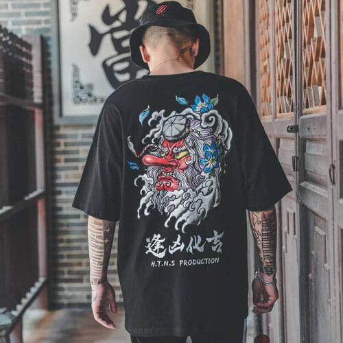 Hip Hop T Shirt Men Japan Devil T-shirt Harajuku Tshirt Streetwear Casual Short Sleeve Summer Tops 2019 Cool Black T Shirt Boys