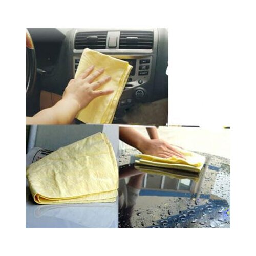 1Pcs Car Styling Sponge Natural Chamois Leather Car Cleaning Cloth Washing Suede Absorbent Washer Towel Color Random